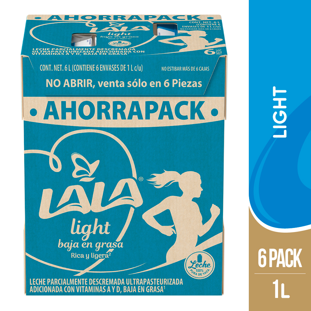Lala leche light baja en grasa (6 pack, 1 l)