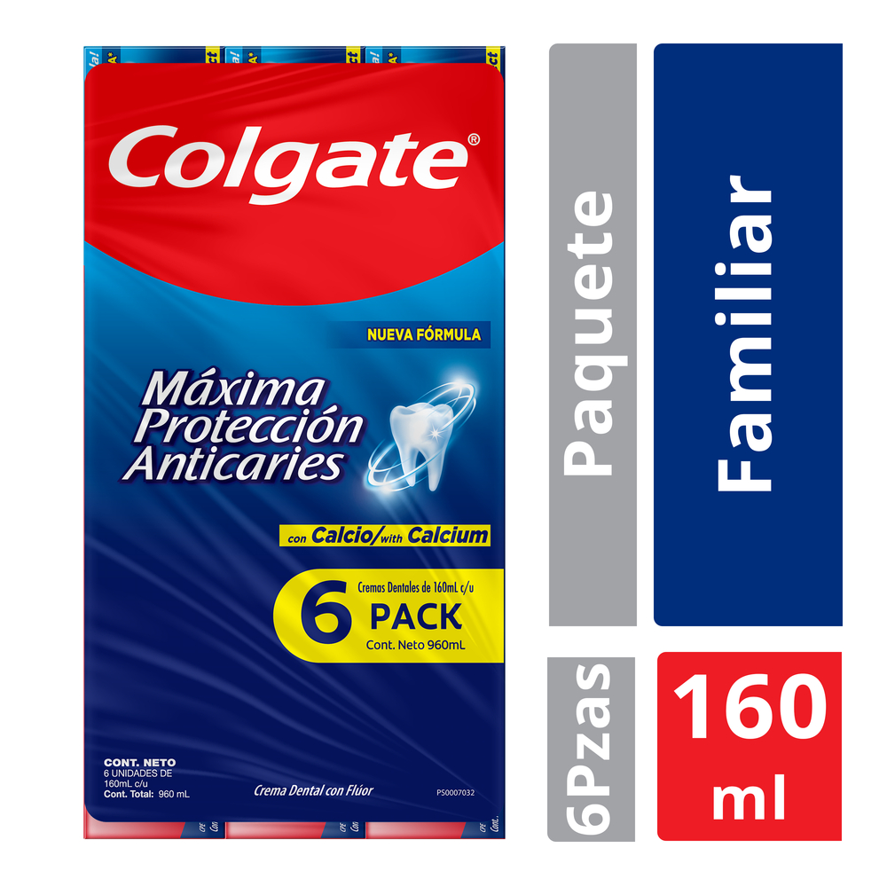 Colgate pastas dentales protección anticaries (pack 6 x 160 ml)