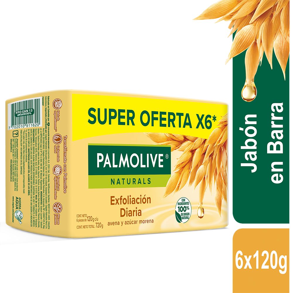 Palmolive jabón avena y azúcar morena (6 u x 120 g c/u) | Delivery Near You  | Uber Eats